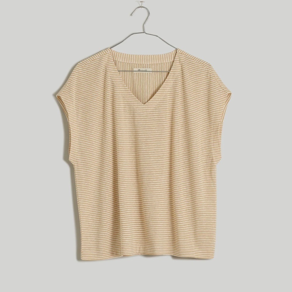 Madwell relaxed v-neck tee, size XXS Linen Blend F35